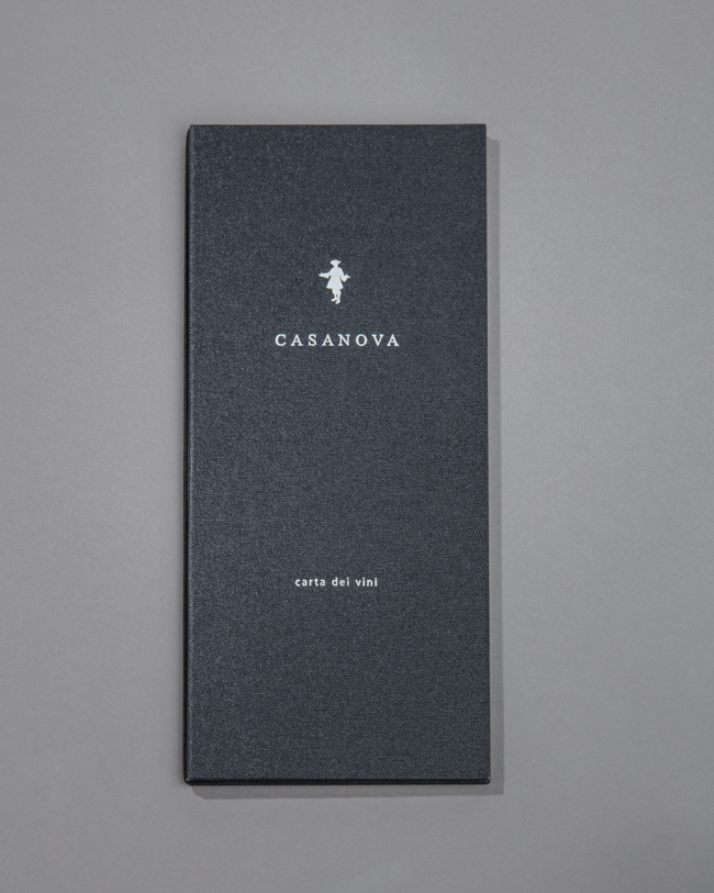 Buchbinderei und Gastronomie Menükarte Casanova