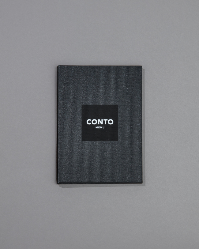 Buchbinderei und Gastronomie Menükarte Café Bar Conte